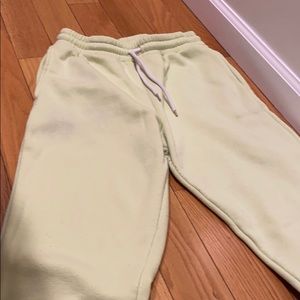 Bright green sweatpants